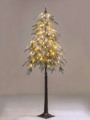 ΔΙΑΚΟΣΜΗΤΙΚΟ ΠΕΥΚΟΔΕΝΤΡΟ ΧΙΟΝΙΣΜΕΝΟ ΠΡΑΣΙΝΟ 120 LED ΘΕΡΜΟ ΛΕΥΚΟ ΜΕ ΚΑΛΩΔΙΟ 5Μ & ΑΝΤΑΠΤΟΡΑ 4,5V IP44 210Χ210Χ1800mm