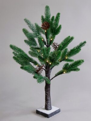 ΔΙΑΚΟΣΜΗΤΙΚΟ ΔΕΝΤΡΟ ΠΕΥΚΟΔΕΝΤΡΟ ΧΙΟΝΙΣΜΕΝΟ ΜΕ ΚΟΥΚΟΥΝΑΡΙΑ 24 LED ΘΕΡΜΟ ΛΕΥΚΟ ΜΕ ΜΠΑΤΑΡΙΑ 3ΧΑΑ IP20 100X100X600mm