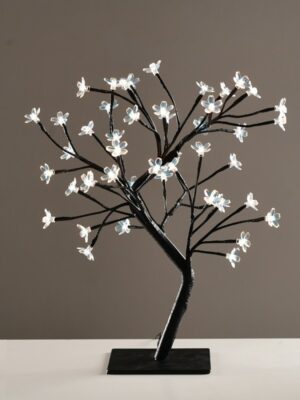 ΔΙΑΚΟΣΜΗΤΙΚΟ ΔΕΝΤΡΟ ΜΕ ΛΟΥΛΟΥΔΙΑ ΑΠΟ ΣΙΛΙΚΟΝΗ 36 LED ΨΥΧΡΟ ΛΕΥΚΟ ΜΕ ΜΑΥΡΟ ΚΑΛΩΔΙΟ 3Μ & ΑΝΤΑΠΤΟΡΑ 24VDC IP20 450mm