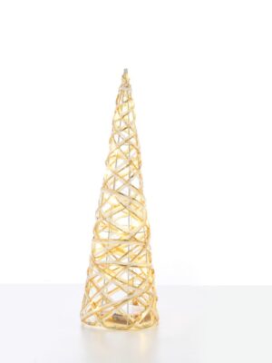 ΔΙΑΚΟΣΜΗΤΙΚΟ ΔΕΝΤΡΟ ΣΕ ΣΧΗΜΑ ΚΩΝΟΥ ΛΕΥΚΟ & ΧΡΥΣΟ 20 MINI LED ΘΕΡΜΟ ΛΕΥΚΟ ΜΕ ΜΠΑΤΑΡΙΕΣ 3xAA IP20 Φ130x400mm