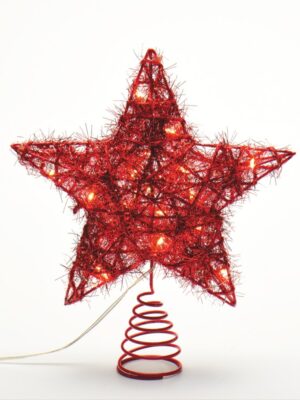 ΚΟΡΥΦΗ ΔΕΝΤΡΟΥ ΑΣΤΕΡΙ ΚΟΚΚΙΝΟ ΜΕ ΚΛΩΣΤΕΣ 20 MINI LED ΘΕΡΜΟ ΛΕΥΚΟ ΜΠΑΤΑΡΙΑΣ 3xAA IP20 230x50x200mm