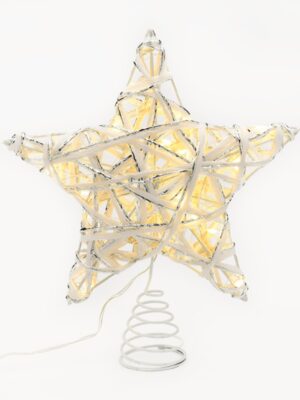 ΚΟΡΥΦΗ ΔΕΝΤΡΟΥ ΑΣΤΕΡΙ ΛΕΥΚΟ & ΑΣΗΜΙ ΚΥΡΤΟ 20 MINI LED ΘΕΡΜΟ ΛΕΥΚΟ ΜΠΑΤΑΡΙΑΣ 3xAA IP20 230x50x200mm