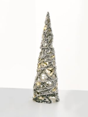 ΔΙΑΚΟΣΜΗΤΙΚΟ ΔΕΝΤΡΟ ΣΕ ΣΧΗΜΑ ΚΩΝΟΥ ΧΙΟΝΙΣΜΕΝΟ ΠΡΑΣΙΝΟ 20 MINI LED ΘΕΡΜΟ ΛΕΥΚΟ ΜΕ ΜΠΑΤΑΡΙΕΣ 3xAA IP20 Φ130x400mm