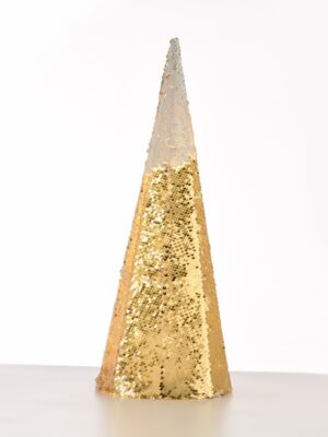 ΔΙΑΚΟΣΜΗΤΙΚΟ ΔΕΝΤΡΟ ΣΕ ΣΧΗΜΑ ΚΩΝΟΥ ΜΕ ΠΟΥΛΙΕΣ ΛΕΥΚΕΣ & ΧΡΥΣΟ 20 MINI LED ΘΕΡΜΟ ΛΕΥΚΟ ΜΕ ΜΠΑΤΑΡΙΕΣ 3xAA IP20 Φ205x600mm