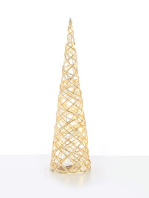 ΔΙΑΚΟΣΜΗΤΙΚΟ ΔΕΝΤΡΟ ΣΕ ΣΧΗΜΑ ΚΩΝΟΥ ΛΕΥΚΟ & ΧΡΥΣΟ 30 MINI LED ΘΕΡΜΟ ΛΕΥΚΟ ΜΕ ΜΠΑΤΑΡΙΕΣ 3xAA IP20 Φ170x600mm