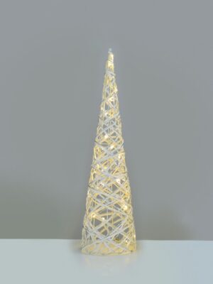 ΔΙΑΚΟΣΜΗΤΙΚΟ ΔΕΝΤΡΟ ΣΕ ΣΧΗΜΑ ΚΩΝΟΥ ΛΕΥΚΟ & ΑΣΗΜΙ  30 MINI LED ΘΕΡΜΟ ΛΕΥΚΟ ΜΕ ΜΠΑΤΑΡΙΕΣ 3xAA IP20 Φ170x600mm