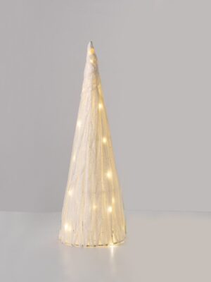 ΔΙΑΚΟΣΜΗΤΙΚΟ ΔΕΝΤΡΟ ΣΕ ΣΧΗΜΑ ΚΩΝΟΥ ΧΑΡΤΙΝΟ ΛΕΥΚΟ 30 MINI LED ΘΕΡΜΟ ΛΕΥΚΟ ΜΕ ΜΠΑΤΑΡΙΕΣ 3xAA IP20 Φ205x600mm