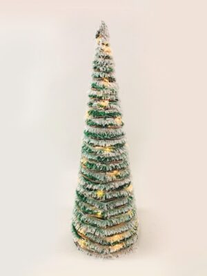 ΔΙΑΚΟΣΜΗΤΙΚΟ ΔΕΝΤΡΟ ΣΕ ΣΧΗΜΑ ΚΩΝΟΥ ΧΙΟΝΙΣΜΕΝΟ ΠΡΑΣΙΝΟ ΡΑΤΑΝ 30 MINI LED ΘΕΡΜΟ ΛΕΥΚΟ ΜΕ ΜΠΑΤΑΡΙΕΣ 3xAA IP20 Φ185x500mm