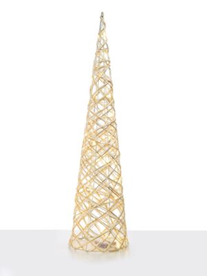 ΔΙΑΚΟΣΜΗΤΙΚΟ ΔΕΝΤΡΟ ΣΕ ΣΧΗΜΑ ΚΩΝΟΥ  ΛΕΥΚΟ & ΧΡΥΣΟ 40 MINI LED ΘΕΡΜΟ ΛΕΥΚΟ ΜΕ ΜΠΑΤΑΡΙΕΣ 3xAA IP20 Φ205x800mm