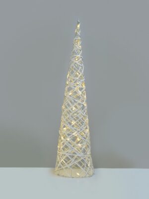 ΔΙΑΚΟΣΜΗΤΙΚΟ ΔΕΝΤΡΟ ΣΕ ΣΧΗΜΑ ΚΩΝΟΥ ΛΕΥΚΟ & ΑΣΗΜΙ 40 MINI LED ΘΕΡΜΟ ΛΕΥΚΟ ΜΕ ΜΠΑΤΑΡΙΕΣ 3xAA IP20 Φ205x800mm