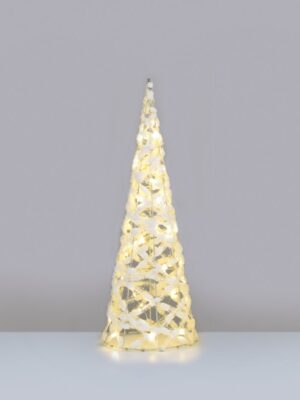 ΔΙΑΚΟΣΜΗΤΙΚΟ ΔΕΝΤΡΟ ΣΕ ΣΧΗΜΑ ΚΩΝΟΥ ΛΕΥΚΟ ΒΑΜΒΑΚΙ 40 MINI LED ΘΕΡΜΟ ΛΕΥΚΟ ΜΕ ΜΠΑΤΑΡΙΕΣ 3xAA IP20 Φ205x600mm