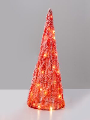 ΔΙΑΚΟΣΜΗΤΙΚΟ ΔΕΝΤΡΟ ΣΕ ΣΧΗΜΑ ΚΩΝΟΥ ΜΕ ΤΙΝΣΕΛ ΚΟΚΚΙΝΟ 40 MINI LED ΘΕΡΜΟ ΛΕΥΚΟ ΜΕ ΜΠΑΤΑΡΙΕΣ 3xAA IP20 Φ275x900mm