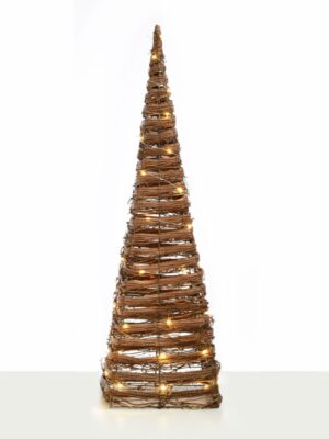 ΔΙΑΚΟΣΜΗΤΙΚΟ ΔΕΝΤΡΟ ΣΕ ΣΧΗΜΑ ΚΩΝΟΥ ΦΥΣΙΚΟ ΡΑΤΑΝ 50 MINI LED ΘΕΡΜΟ ΛΕΥΚΟ ΜΕ ΜΠΑΤΑΡΙΕΣ 3xAA IP20 Φ270x900mm