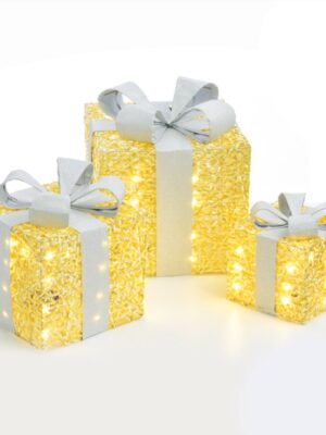 ΔΩΡΑ ΧΡΥΣΑ ΜΕ ΑΣΗΜΕΝΙΑ ΚΟΡΔEΛΑ 90 MINI LED (20+30+40) ΘΕΡΜΟ ΛΕΥΚΟ ΜΕ ΜΠΑΤΑΡΙΕΣ 3XΑΑΑ IP20 180x240x300mm