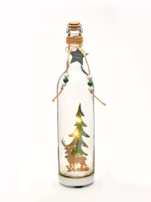 ΜΠΟΥΚΑΛΙ ΧΡΙΣΤΟΥΓΕΝΝΙΑΤΙΚΟ ΓΥΑΛΙΝΟ 5 LED ΘΕΡΝΟ ΛΕΥΚΟ ΜΕ ΜΠΑΤΑΡΙΕΣ 3xLR44 & ΚΛΑΩΔΙΟ ΧΑΛΚΟΥ IP20 Φ70x300mm