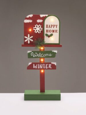 ΧΡΙΣΤΟΥΓΕΝΝΙΑΤΙΚΟ ΔΙΑΚΟΣΜΗΤΙΚΟ ΞΥΛΙΝΟ ΣΗΜΑΝΣΗ ΜΕ ΕΠΙΓΡΑΦΗ WELCOME WINTER 6 LED ΘΕΡΜΟ ΛΕΥΚΟ ΜΕ ΜΠΑΤΑΤΑΡΙΕΣ 2XAΑA IP20 180x60x395mm