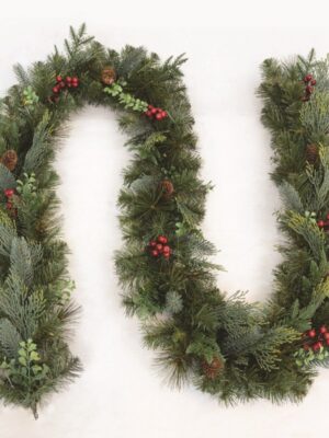 ΧΡΙΣΤΟΥΓΕΝΝΙΑΤΙΚΟ ΓΙΡΛΑΝΤΑ ΜΕ ΚΟΚΚΙΝΑ BERRIES & ΚΟΥΚΟΥΝΑΡΙΑ PE/PVC 2700mm