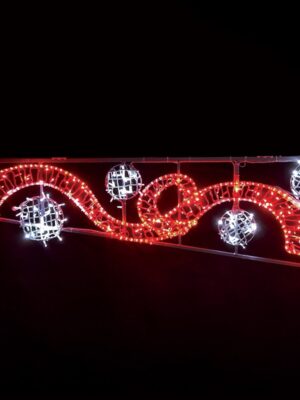 ΕΠΙΣΤΗΛΟ ΔΙΑΚΟΣΜΗΤΙΚΟ ΚΟΡΔΕΛΑ ΜΕ ΜΠΑΛΕΣ ΑΡΙΣΤΕΡΑ 512 LED ΜΟΝΟΚΑΝΑΛΟ ΚΟΚΚΙΝΟ 6m & LED 16m ΛΑΜΠΑΚΙΑ ΣΕ ΣΕΙΡΑ ΨΥΧΡΟ ΛΕΥΚΟ ΣΤΑΘΕΡΑ ΜΕ 1.5m ΚΑΛΩΔΙΟ IP65 2000x600mm