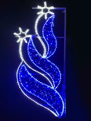 "ΕΠΙΣΤΗΛΟ ΔΙΑΚΟΣΜΗΤΙΚΟ 2 ΑΣΤΕΡΙΑ ΜΕΤΑΛΛΙΚΑ ΔΕΞΙΑ ΜΟΝΟΚΑΝΑΛΟΣ ΦΩΤΟΣΩΛΗΝΑΣ 252 LED ΨΥΧΡΟ ΛΕΥΚΟ 15m & 376 LED ΣΕ ΣΕΙΡΑ 9.6m ΜΠΛΕ ΣΤΑΘΕΡΑ IP65 1800x800mm ΜΕ 1.5m ΚΑΛΩΔΙΟ