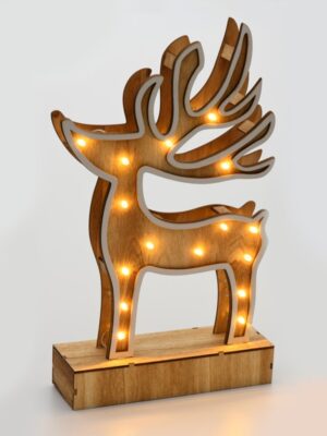 ΧΡΙΣΤΟΥΓΕΝΝΙΑΤΙΚΟΣ ΔΙΑΚΟΣΜΗΤΙΚΟΣ ΞΥΛΙΝΟΣ ΤΑΡΑΝΔΟΣ 16 LED ΘΕΡΜΟ ΛΕΥΚΟ ΑΣΗΜΙ ΜΕ ΜΠΑΤΑΤΑΡΙΕΣ 2XAAA IP20 190Χ330x60mm