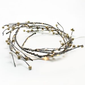 ΛΑΜΠΑΚΙΑ ΔΙΑΚΟΣΜΗΤΙΚΑ ΣΧΕΔΙΟ ΧΡΙΣΤΟΥΓΕΝΝΙΑΤΙΚΟ ΣΤΕΦΑΝΙ ΜΕ ΠΕΡΛΕΣ 30 MINI LED ΘΕΡΜΟ ΛΕΥΚΟ ΚΑΛΩΔΙΟ ΧΑΛΚΟΥ ΚΑΙ ΜΠΑΤΑΡΙΑ 3xAA IP20 1200mm