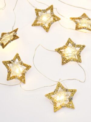 ΛΑΜΠΑΚΙΑ ΔΙΑΚΟΣΜΗΤΙΚΑ ΣΧΕΔΙΟ ΑΣΤΕΡΙΑ ΧΡΥΣΑ ΜΕ ΑΣΗΜΙ 20 LED ΘΕΡΜΟ ΛΕΥΚΟ ΜΕ ΜΠΑΤΑΡΙΑ 2xAA IP20 1900x300mm