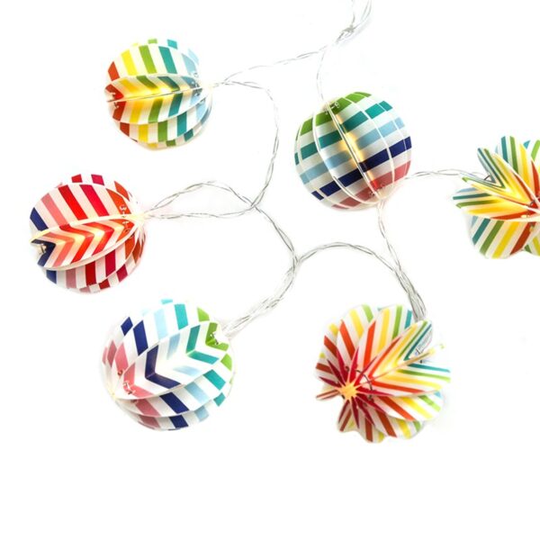 ΔΙΑΚΟΣΜΗΤΙΚΑ ΛΑΜΠΑΚΙΑ ΧΑΡΤΙΝΑ ΤΡΙΓΩΝΑ ΠΟΛΥΧΡΩΜΑ 10 LED ΣΕ ΣΕΙΡΑ ΘΕΡΜΟ ΛΕΥΚΟ ΜΠΑΤΑΡΙΕΣ 2xΑΑ IP20