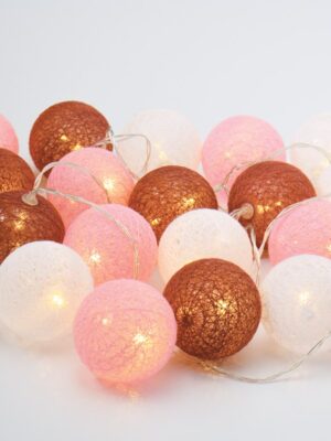 ΔΙΑΚΟΣΜΗΤΙΚΑ ΛΑΜΠΑΚΙΑ ΣΤΡΟΓΓΥΛΑ ΡΟΖ & ΑΣΠΡΑ 20 LED ΣΕ ΣΕΙΡΑ ΘΕΡΜΟ ΛΕΥΚΟ ΜΠΑΤΑΡΙΕΣ 2xΑΑ IP20