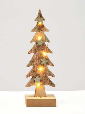 ΧΡΙΣΤΟΥΓΕΝΝΙΑΤΙΚΟ ΔΙΑΚΟΣΜΗΤΙΚΟ ΞΥΛΙΝΟ ΔΕΝΤΡΟ ΜΙΚΡΟ ΚΑΦΕ 5 LED ΘΕΡΜΟ ΛΕΥΚΟ ΜΕ ΜΠΑΤΑΤΑΡΙΕΣ 2ΧΑΑA IP20 95x60x310mm
