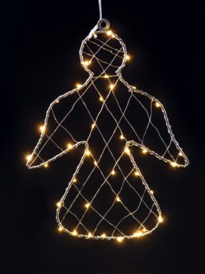 ΚΡΕΜΑΣΤΟ ΜΕ ΜΕΤΑΛΛΙΚΑ ΜΟΤΙΒΑ ΑΓΓΕΛΟΣ 40 ΜINI LED ΣΕ ΣΕΙΡΑ ΘΕΡΜΟ ΜΕ ΚΑΛΩΔΙΟ ΧΑΛΚΟΥ & ΑΝΤΑΠΤΡΟΡΑ 3V DC