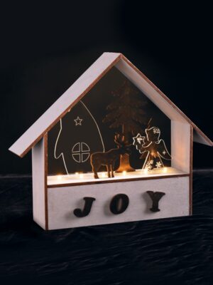 ΧΡΙΣΤΟΥΓΕΝΝΙΑΤΙΚΟ ΔΙΑΚΟΣΜΗΤΙΚΟ ΞΥΛΙΝΟ ΓΚΡΙ ΣΠΙΤΙ 6 MINI LED ΘΕΡΜΟ ΛΕΥΚΟ ΜΕ ΜΠΑΤΑΤΑΡΙΕΣ 2XAΑA IP20 278x65x245mm