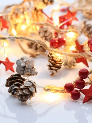 ΛΑΜΠΑΚΙΑ ΔΙΑΚΟΣΜΗΤΙΚΑ ΣΧΕΔΙΟ ΧΡΙΣΤΟΥΓΕΝΝΙΑΤΙΚΗ ΓΙΡΛΑΝΤΑ ΜΕ ΑΣΤΕΡΙΑ ΚΟΚΚΙΝΗ 20 MINI LED ΘΕΡΜΟ ΛΕΥΚΟ ΜΕ ΜΠΑΤΑΡΙΑ 2xAA