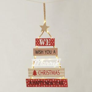 ΧΡΙΣΤΟΥΓΕΝΝΙΑΤΙΚΟ ΔΙΑΚΟΣΜΗΤΙΚΟ ΞΥΛΙΝΟ ΣΗΜΑΝΣΗ ΜΕ ΕΠΙΓΡΑΦΗ XMAS TREE 20 LED ΘΕΡΜΟ ΛΕΥΚΟ ΜΕ ΜΠΑΤΑΤΑΡΙΕΣ 2XΑA (ΔΕΝ ΣΥΜΠ) IP20 40x390mm