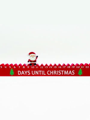 ΧΡΙΣΤΟΥΓΕΝΝΙΑΤΙΚΟ ΔΙΑΚΟΣΜΗΤΙΚΟ ΞΥΛΙΝΟ ΗΜΕΡΟΛΟΓΙΟ ΚΟΚΚΙΝΟ ΜΟΤΙΦ 455*25*110mm