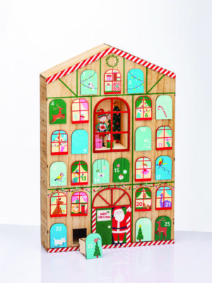 ΧΡΙΣΤΟΥΓΕΝΝΙΑΤΙΚΟ ΔΙΑΚΟΣΜΗΤΙΚΟ ΞΥΛΙΝΟ ΗΜΕΡΟΛΟΓΙΟ ΜΕ ΣΥΡΤΑΡΙΑ ΠΟΛΥΧΡΩΜΟ ΜΟΤΙΦ 390*85*60mm